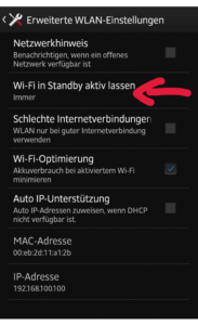 WiFi Standby Richtlinie